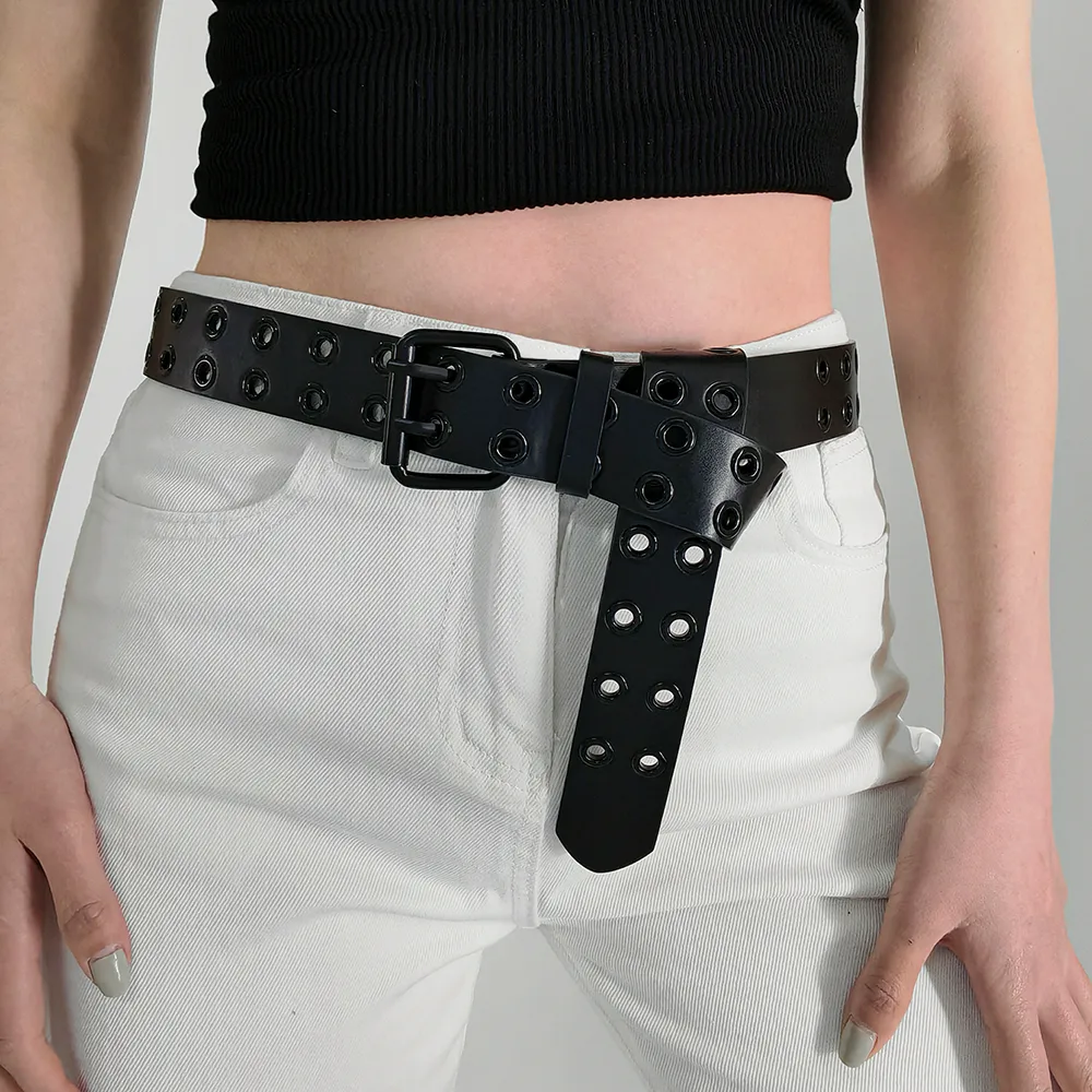 Men's and Women's Double-buckle Cutout Hip Hop Trend Metal