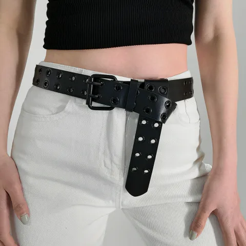 Men's and Women's Double-buckle Cutout Hip Hop Trend Metal