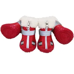 Fashion Pet Dog Thickened Snow Cotton Shoes - Red - View 1