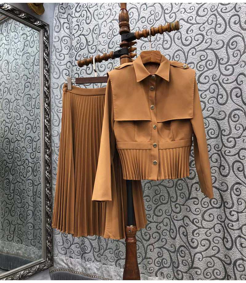 Western-style Suit Pleated Skirt Suit Women's Fashion Two-piece French High-end Sense