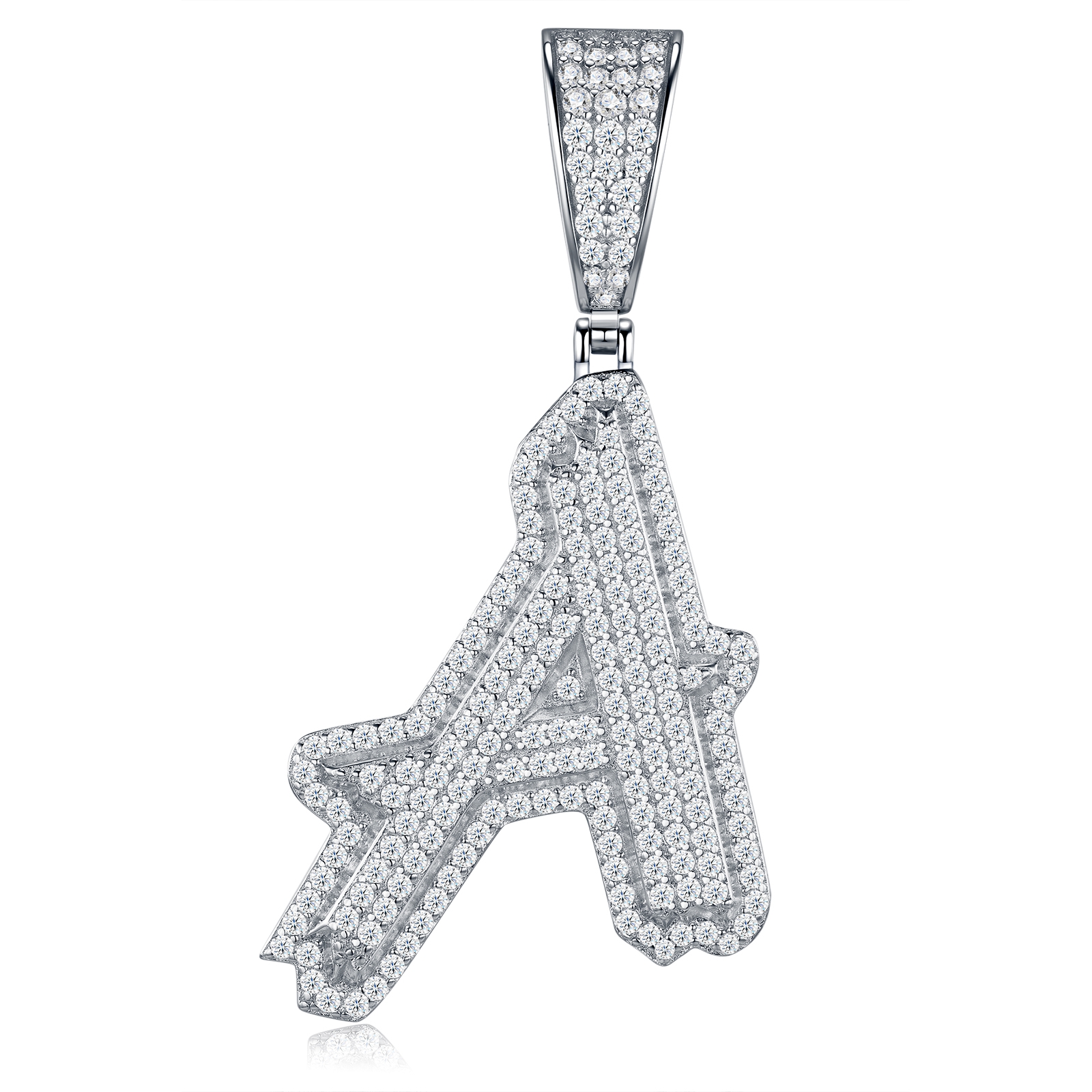 Fashion Shape 26 Letters -A Luxury Fashion Light Luxury Trend Jewelry Jewelry Pendant With Top Moissanite Silver Necklace, Using S925 Silver Plated Platinum Material. - Image 1
