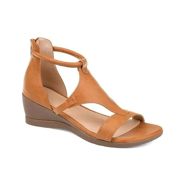 Summer Wedges Heel Sandals Casual Women's Roman Shoes Brown - Shop at LoveMi