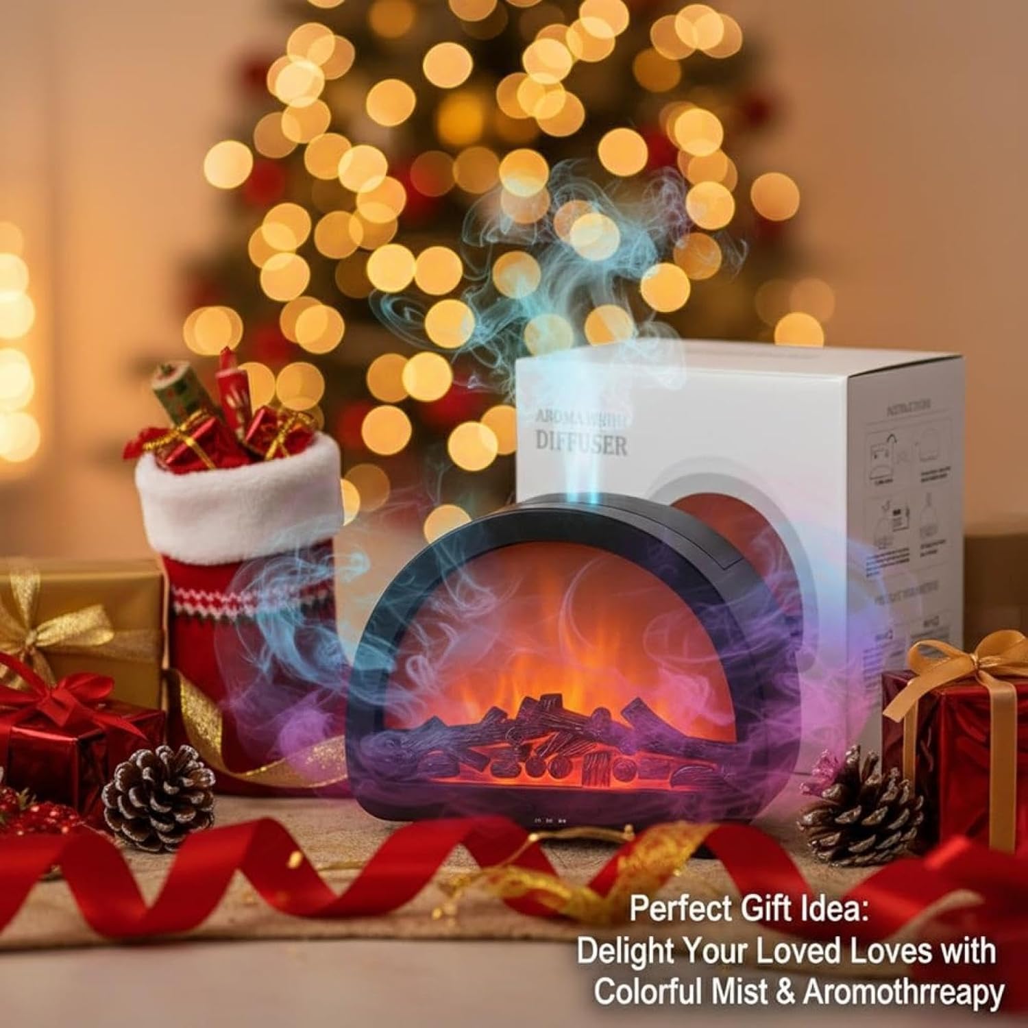Portable Humidifier, Large Mist Volume, Fireplace Flame Aromatherapy Machine — image 7