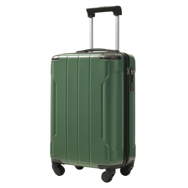 20-Inch Hardshell Carry-On Luggage, Lightweight Durable ABS Suitcase with Spinner Wheels, Built-in TSA Lock, 2 Packing Cubes, Green-20