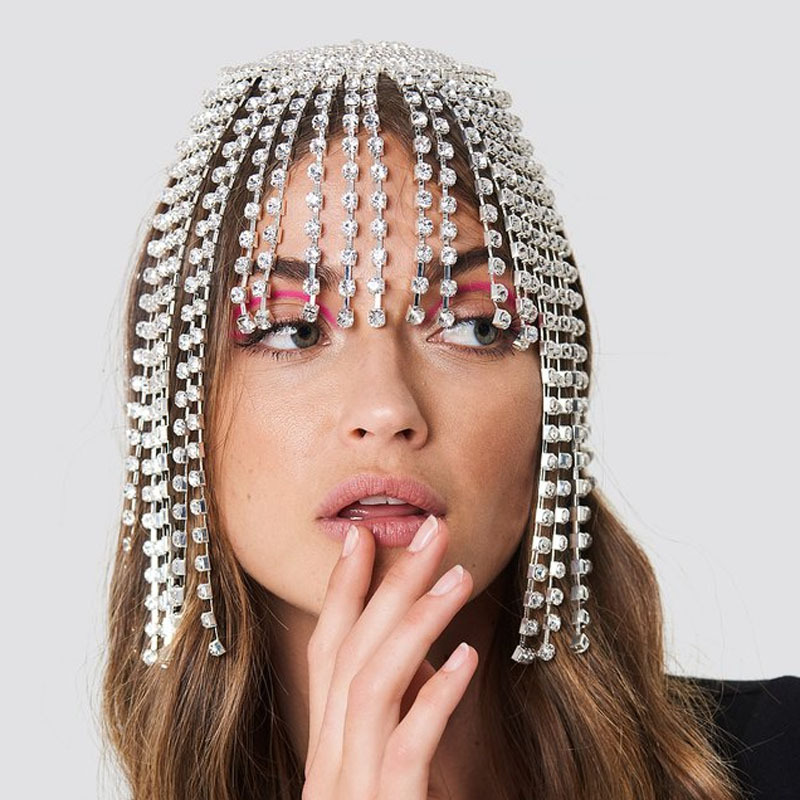 Rhinestone Headdress Exaggerated Fringed Hair Accessories Ethnic Style