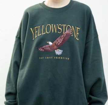 Eagle Embroidered Fleece Sweatshirt Round Neck Loose Jacket
