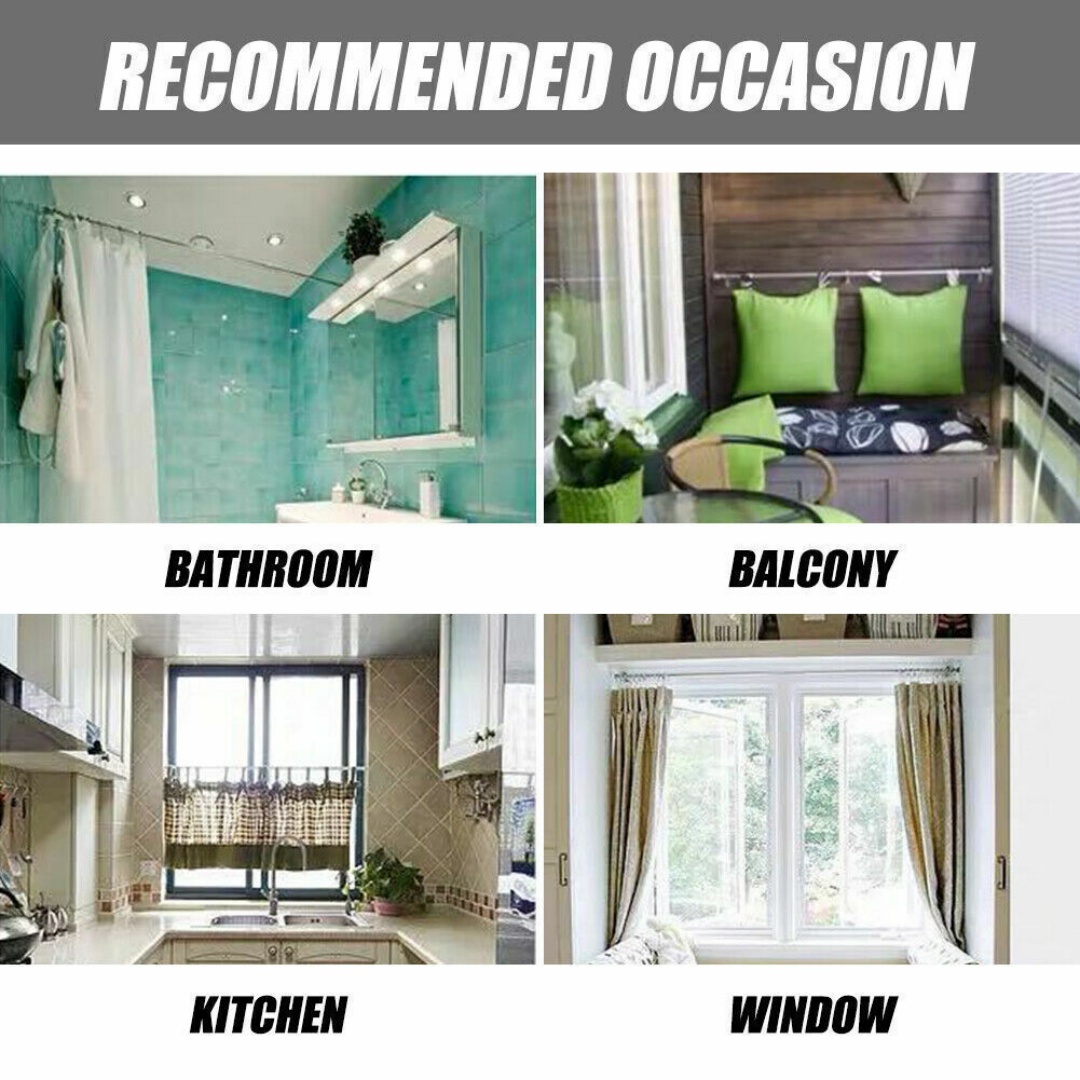 Heavy Duty Extendable Telescopic Shower Curtain Pole Rail Rod Bath Door — image 2