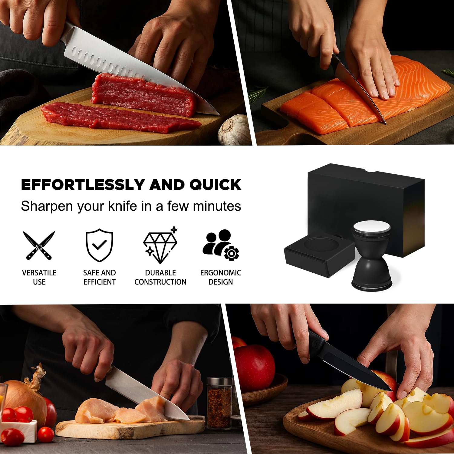Ban On Amazon Sales Knife Sharpener Tool, Kitchen Knife Sharpener Kit, Knife Sharpening With Diamonds And Ceramic Discs For Steel Of Any Hardness, 15 And 32 Magnetic Angle, Ideal Gift  Grey Black — foto 7
