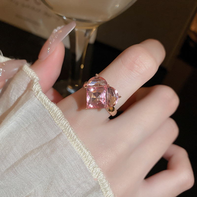 Women's Fashion Refined Rhinestone Love Adjustable Ring