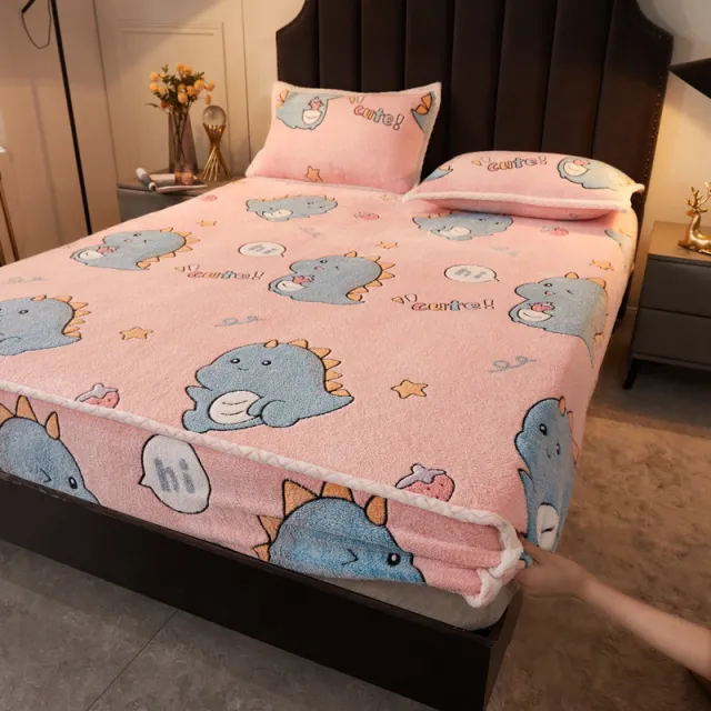 Cartoon Double Sided Snowflake Velvet Fitted Sheet Drago Pet - Shop at LoveMi