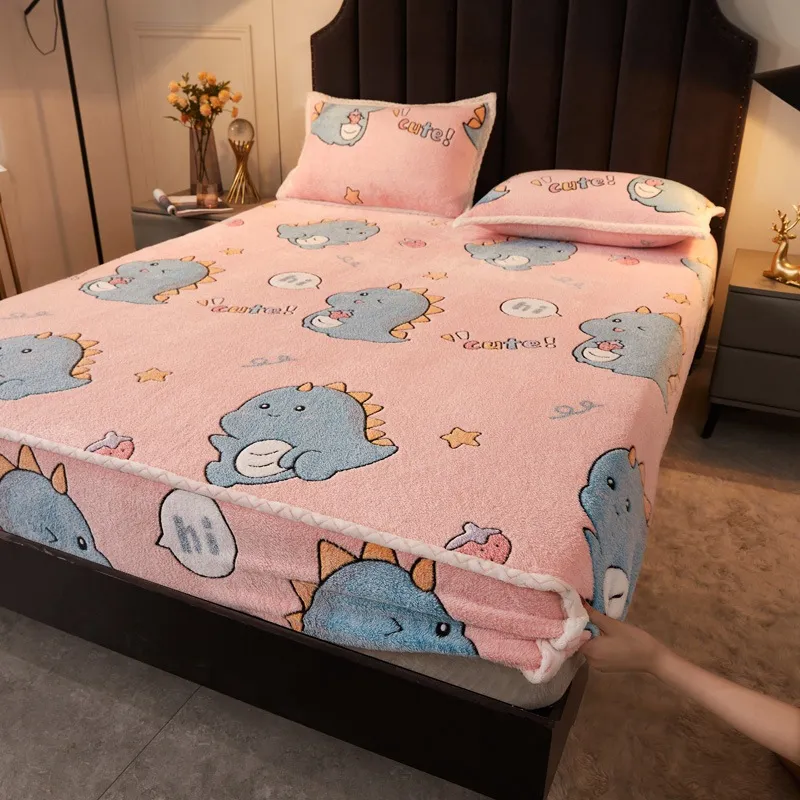 Cartoon Double Sided Snowflake Velvet Fitted Sheet - Drago Pet