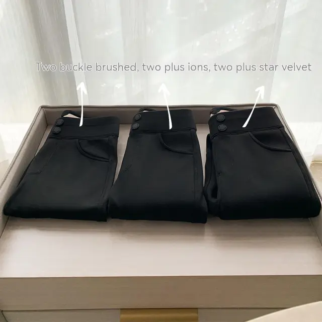 Autumn And Winter Double Buckle Shark Black Leggings Two Buttons Cationic - Shop at LoveMi