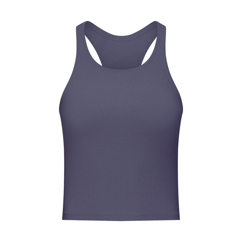 Title 13, Round Neck Threaded Yoga Vest With Chest Pad