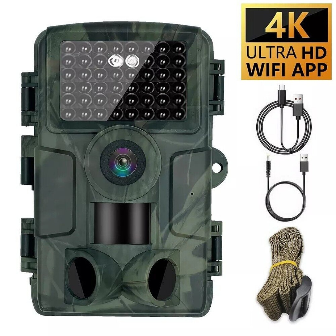 64GB 60MP Wildlife WIFI APP Trail Camera 4K Night Vision Outdoor Hunting Camera