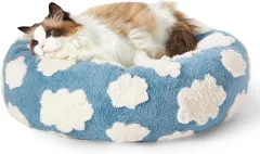Lesure Cat Beds For Indoor Cats - Round Cat Bed Donut Small Dog Bed Calming Pet Beds, Cute Modern Beds With Jacquard Shaggy Plush & Anti Slip Botto... - View 1