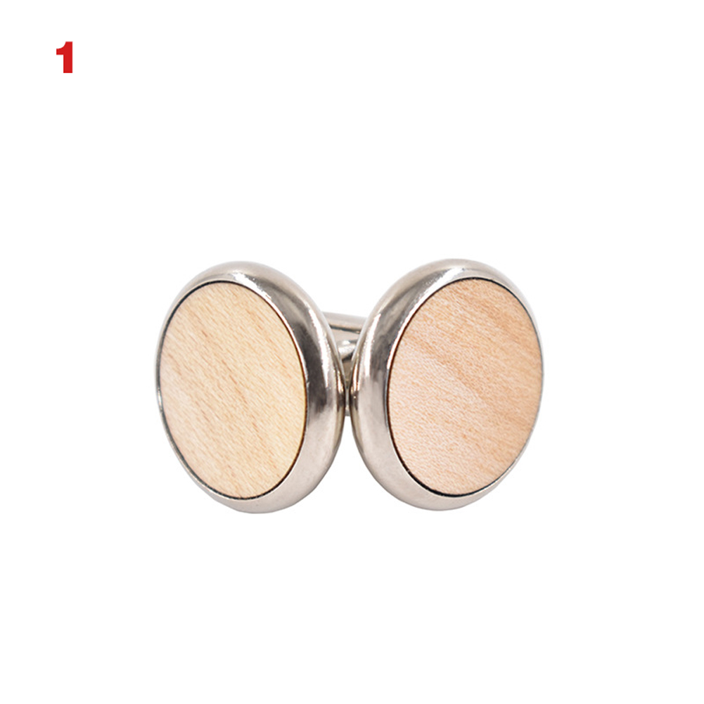 Round Cufflinks Solid Wood American Black Walnut Made Wooden Cuffs French Cufflinks — foto 3