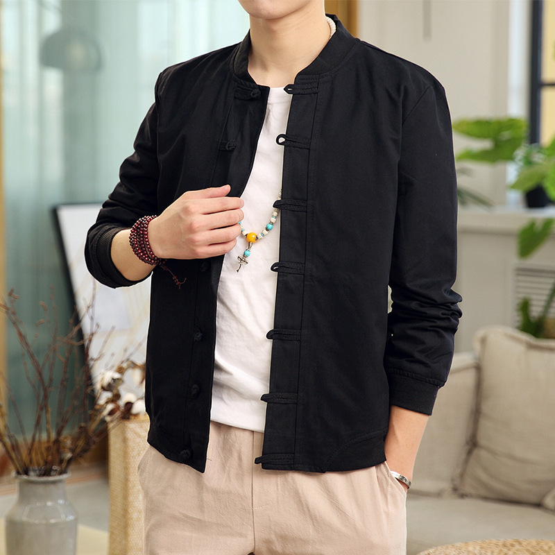 Retro Jacket Men's Stand Collar Button Coat