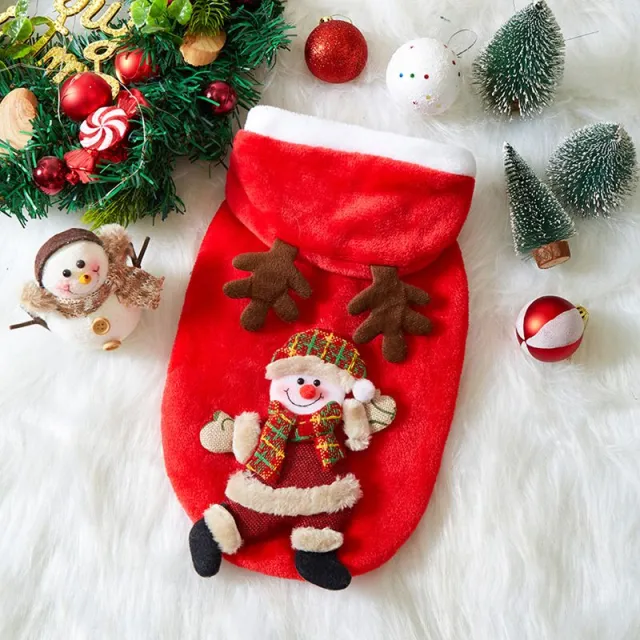 Christmas Dog Clothes Autumn And Winter Flannel Cats Dogs Hoodies Pet Clothes For Small Medium Dogs Christmas Dog Cat Costume Red Snowman - Shop at LoveMi