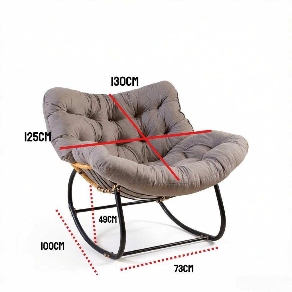 Garden Rocking Chair - Rattan Wicker Egg Cushioned Seat With Metal Frame — image 10