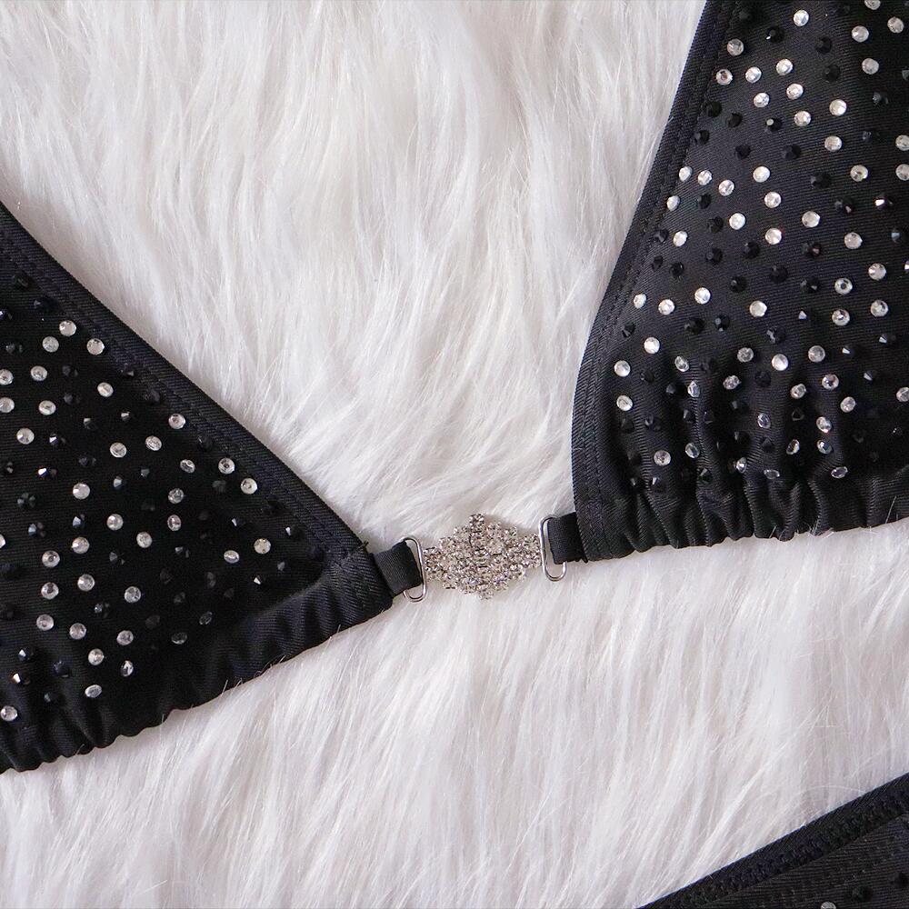Solid Color Strap Hot Diamond Split Women's Swimwear - Image 5