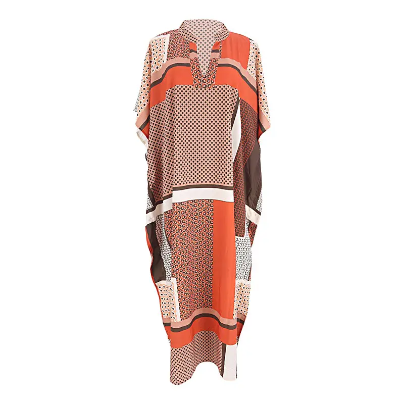 New Brown Flower Block Loose Sunscreen Dress