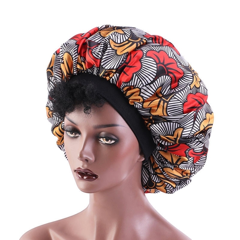 Fashion Women's Stretch Print Satin Round Hat