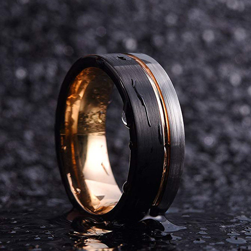 Men's Rose Gold Tungsten Steel Ring
