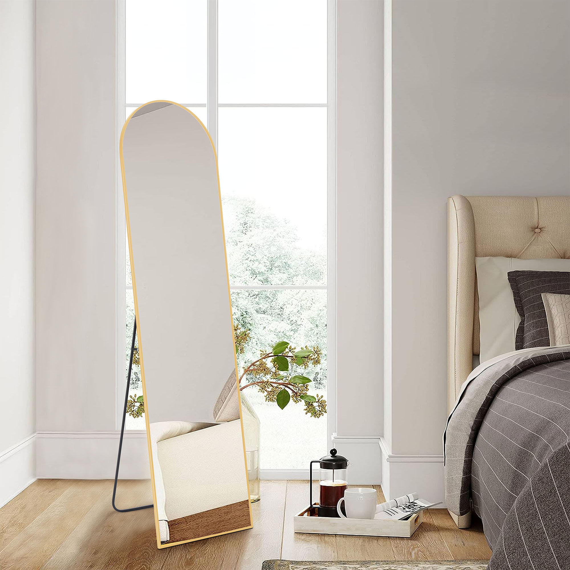 Floor Standing Mirror, Wall Mirror With Stand Aluminum Alloy Thin Frame — foto 28
