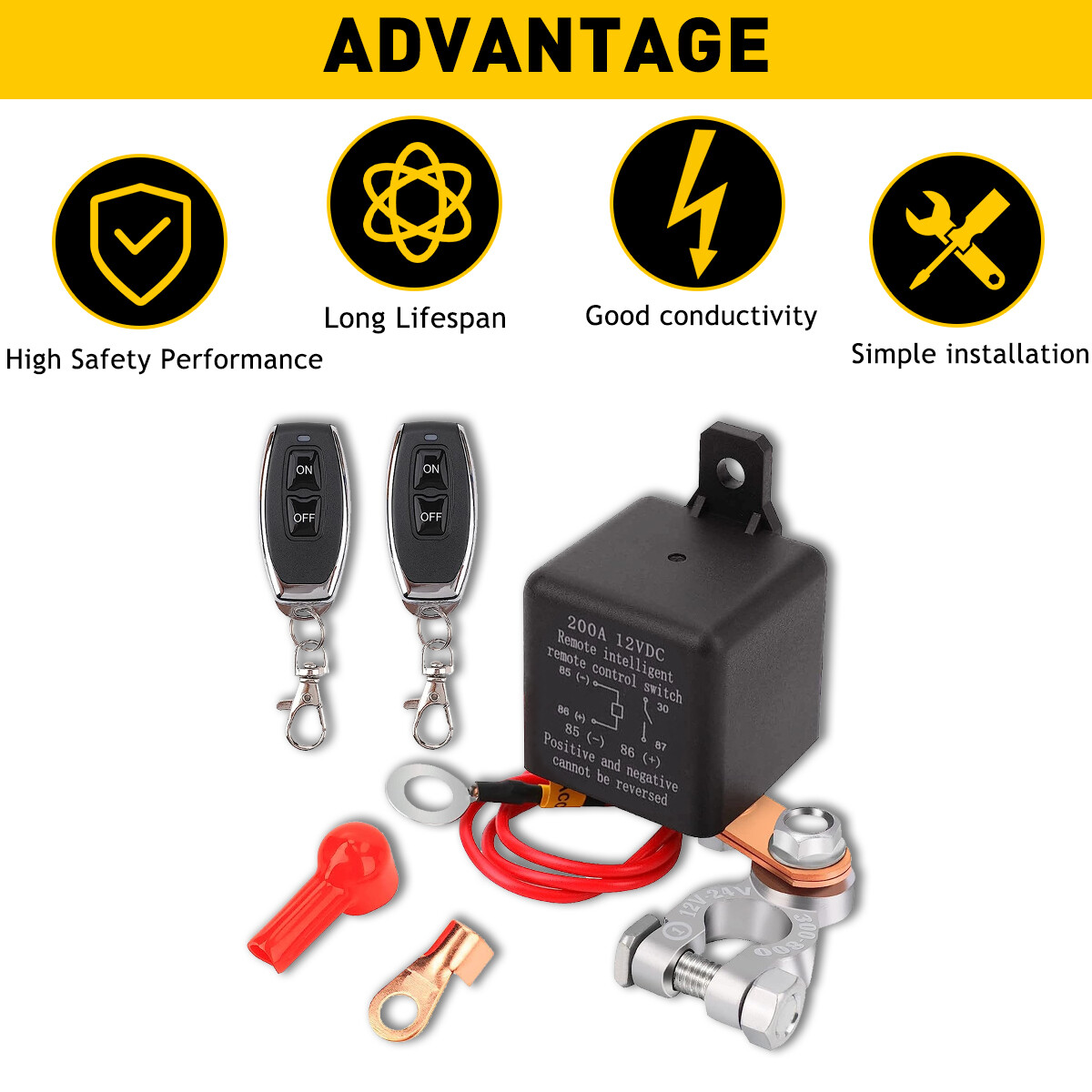 12V Wireless Remote Car Battery Disconnect Relay Master Kill Cut-off Switch AU