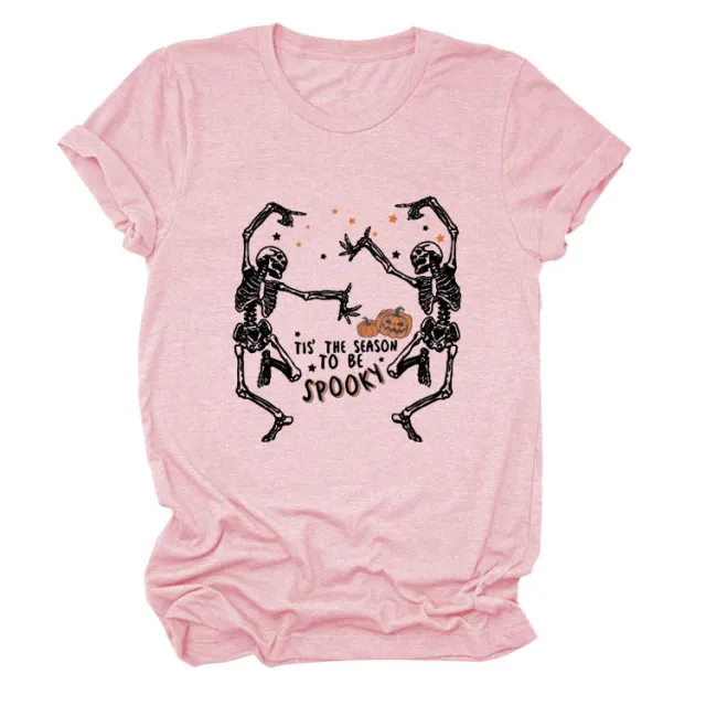 Women's Letter Skull Print Short Sleeve T Shirt Styles8 2Xl - Shop at LoveMi