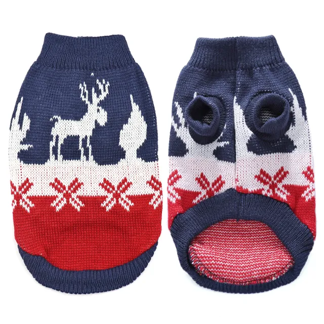 Pet Clothes Sweater Bones Striped Turtleneck Christmas Snowflake Blue - Shop at LoveMi