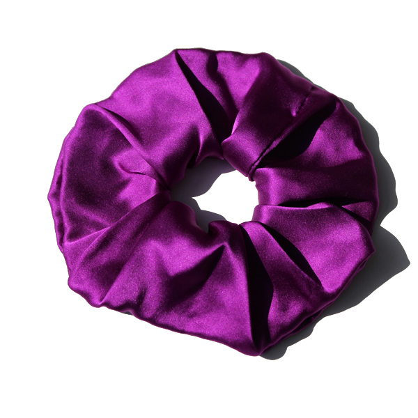Silk Large Intestine Circle Head Flower Silk Hair Rope Satin Deep Purple - Shop at LoveMi