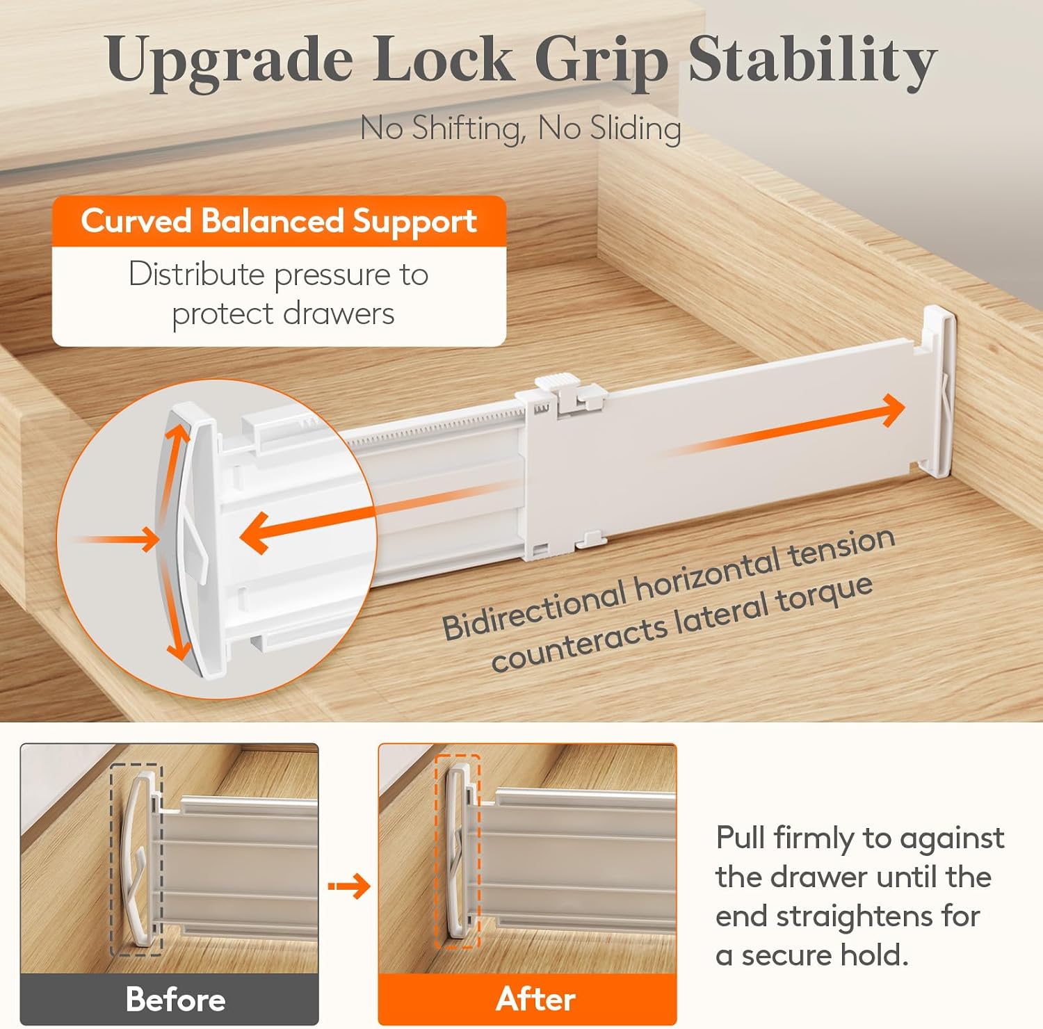 Drawer Dividers 3.2 Inch High, Adjustable Drawer Organizers For Clothes, Socks, Underwear And Dresser Storage 4