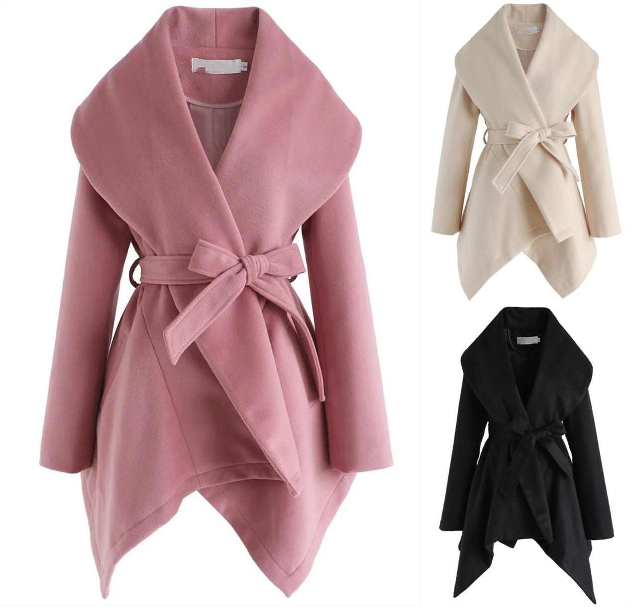 New Women's Lace-up Cross-over Shawl Woolen Coat