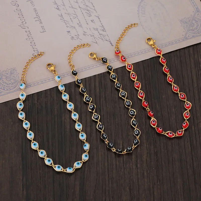 Stainless Steel Acrylic Evil Eye Bracelet