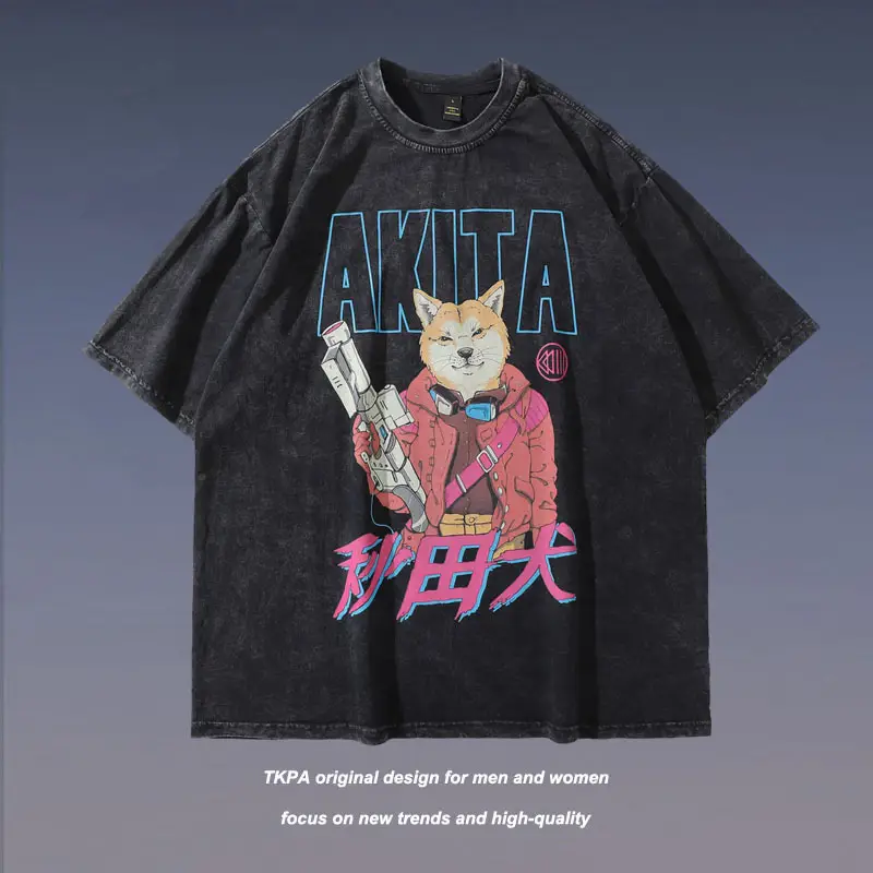 Tide Brand Harajuku Cartoon Anime Print Short Sleeves