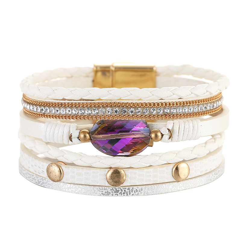 Multi Layer Leather Strap Hand Woven Bracelet Leather Wristband