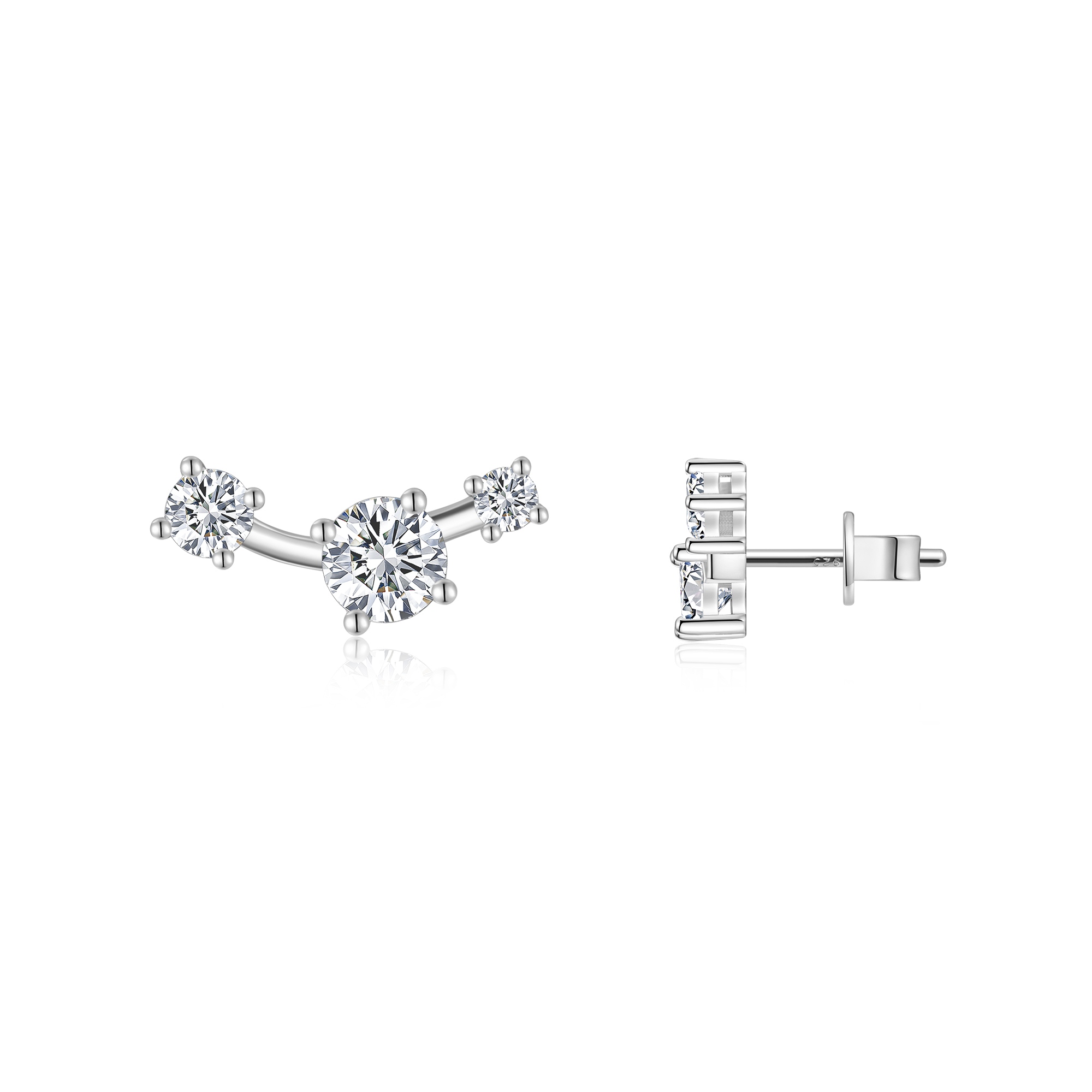 A Luxurious And Fashionable Minimalist Jewelry Earring Set Featuring A 0.5-carat Top-quality Morganite, Made Of S925 Silver Electroplated With Platinum.