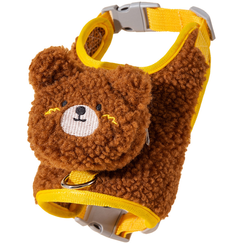 Cat Walking Rope, Vest Style Dog Cartoon Animal Wool Grain Leash, Autumn And Winter Pet Cat Leash