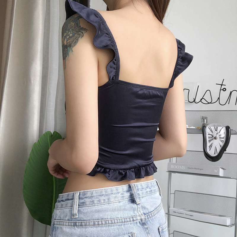 Bow Tie Girly Niche Short Vest Feminine Waist Halter Top