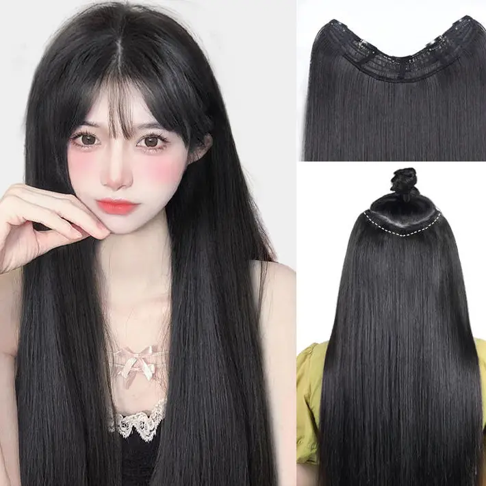 Women's Long Straight Hair Hairpiece Without Mark