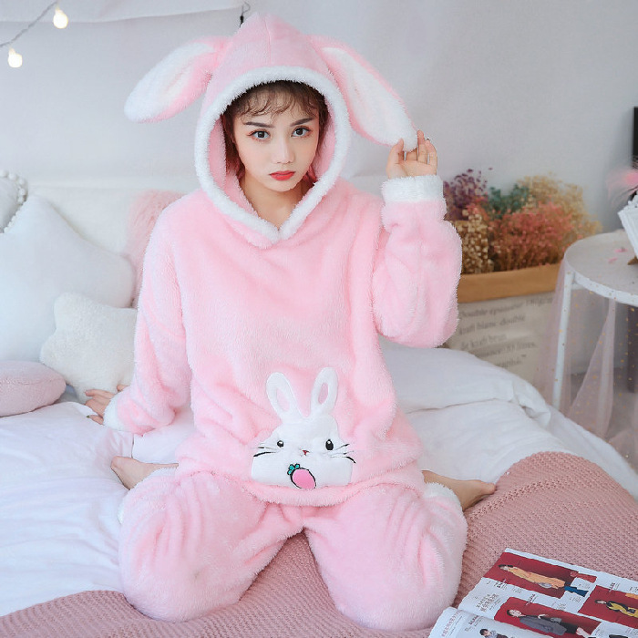 Title 5, Ladies cartoon plush warm pajamas