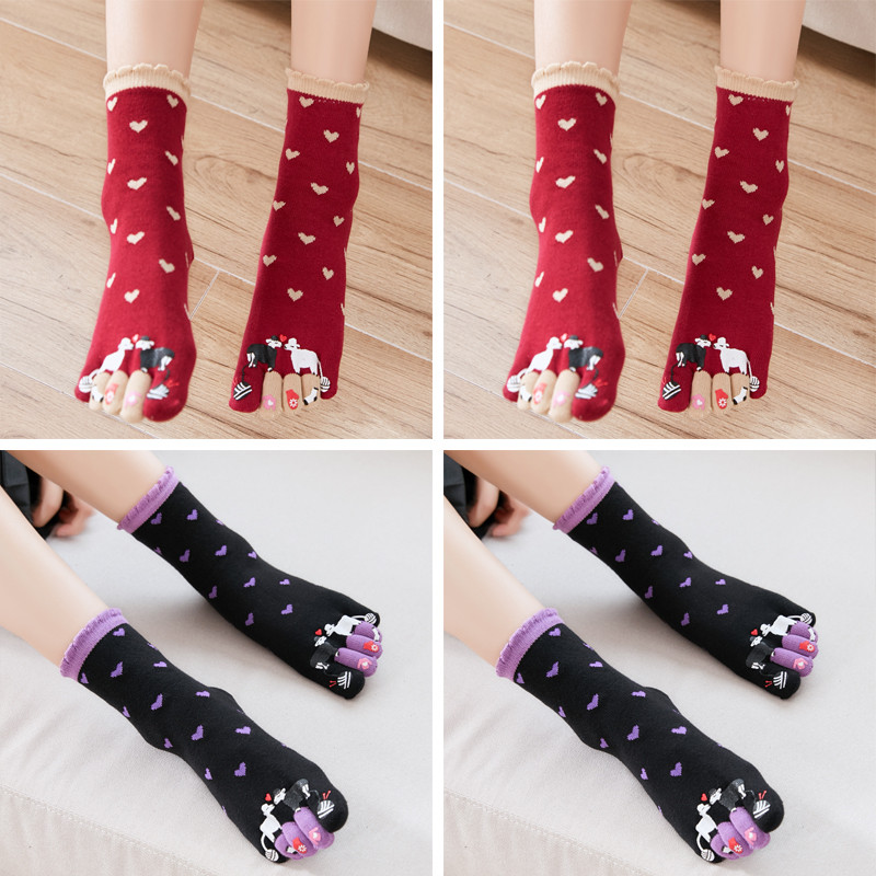 Title 11, Autumn and Winter Cotton Five-finger Socks Wome...