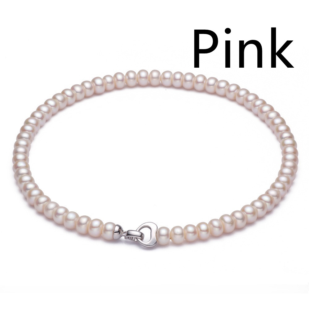 Freshwater Pearl White Gold Plated Heart Button Necklace