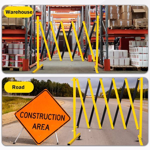 Metal Expandable Barricade, 17FT Traffic Barricade With Casters, Retractable Security Gate, Portable Driveway Gate Outdoor Barricade Fence For Construction Area, Traffic Control, Garage 17FT — foto 3