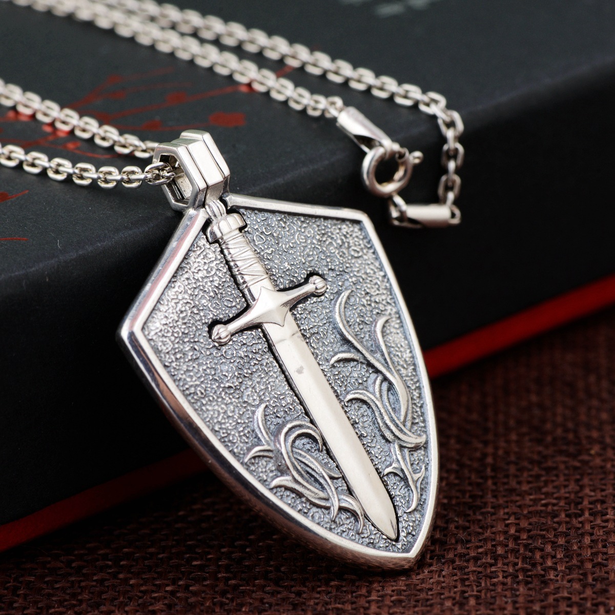 Men  Fashion Sword And Shield Pendant