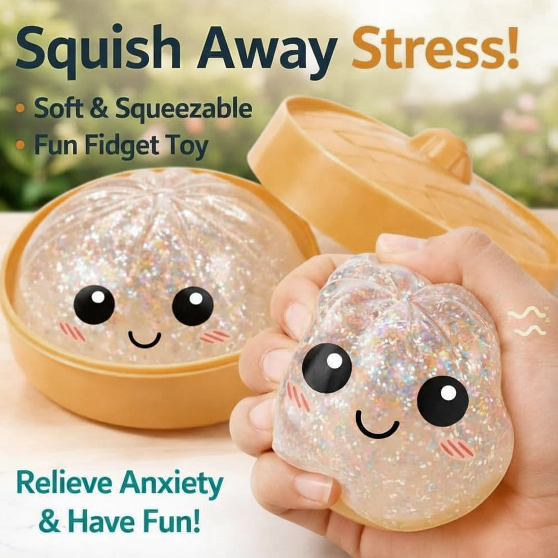 12PCS Glitter Dumpling S Quishy Toy Mystery Blind Box Bun Stress Relief Steamer — image 2