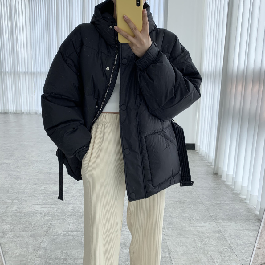 Waist Pockets Long Sleeved Thick Warm Cotton Padded Jacket