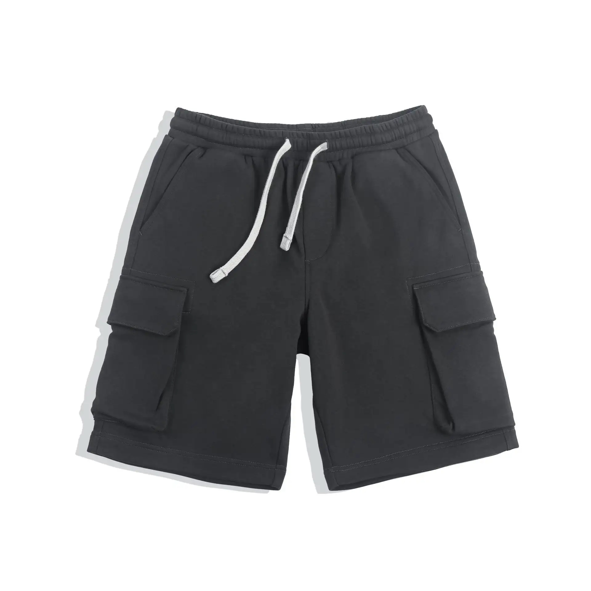 Solid Color Pants Loose Drawstring Elastic Waist Casual Pants Multi-pocket Japanese Cargo Shorts