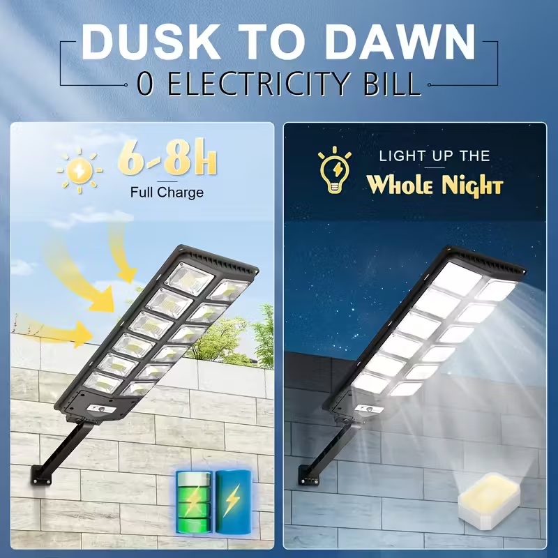 504LED Solar Induction Motion Sensor Street Lamp, Remote Control Solar Wall Light With 3 Lighting Modes, 4500mAh,Dusk To Dawn Security Lighting For Garden Schools, Streets, Courtyards, Garden